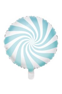 Folieballong CANDY, ljusblå/vit