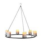 AXEL takkrona i svart metall med plats för sju blockljus, hängande från en krok.