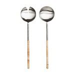 Ett par eleganta salladsbestick från Affari of Sweden, modell ODIN. Besticken är tillverkade i rostfritt stål med handtag i bambu, och är perfekta för att servera sallader med stil.
