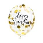 konfettiballong Happy New Year guld Partydeco