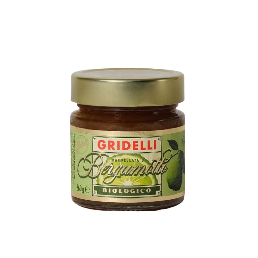 Bergamottmarmelad från Gridelli i en glasburk, ekologisk marmelad gjord på 67% bergamott, 260 g