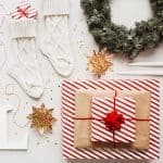 julstrumpa stickad vit Partydeco
