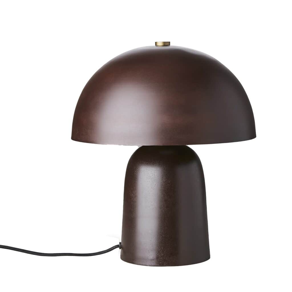 Vacker bordslampa FUNGI i brun färg.