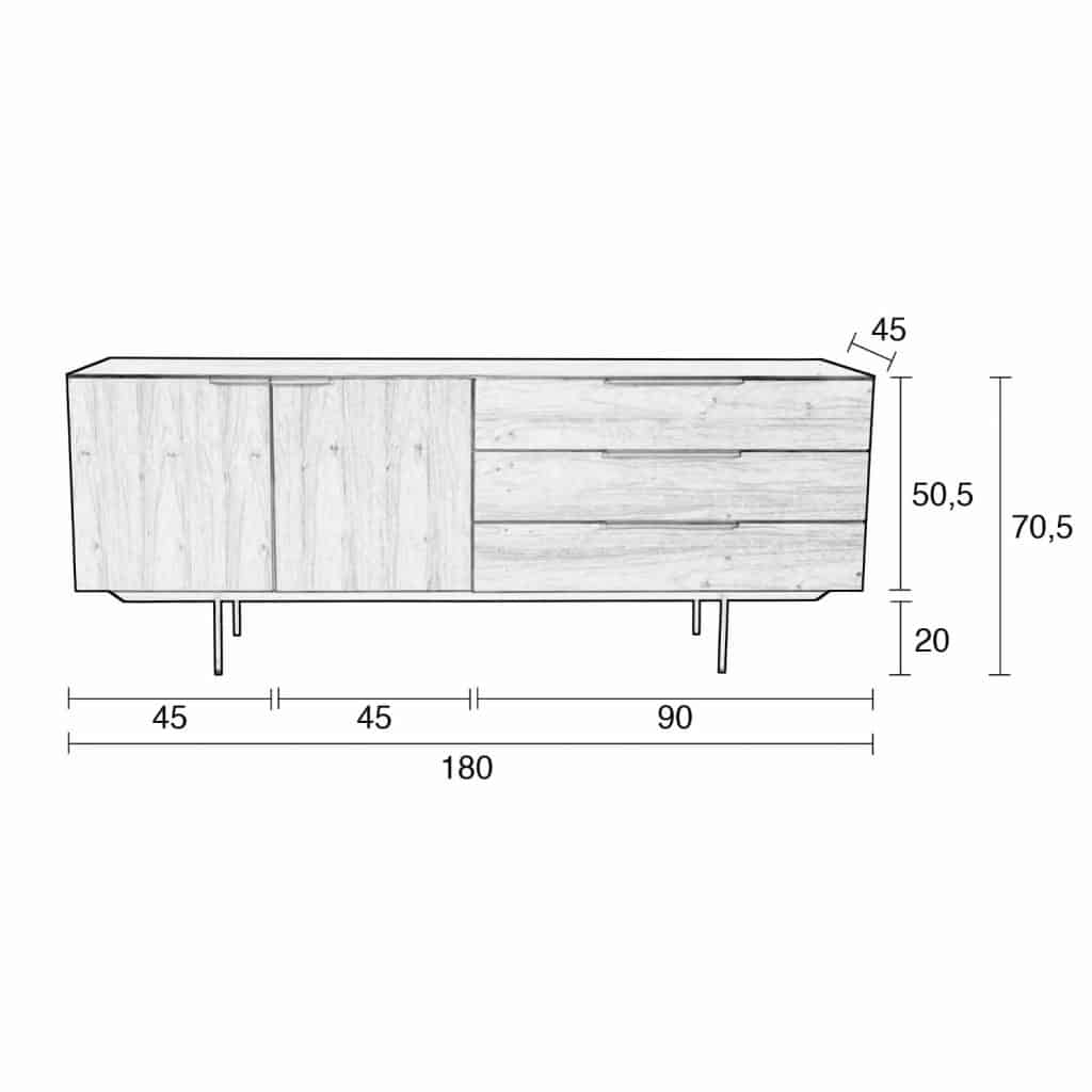 TV-bänk sidobord TRAVIS Zuiver
