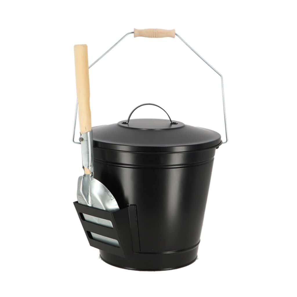 svart askhink med skyffel från Esschert Design