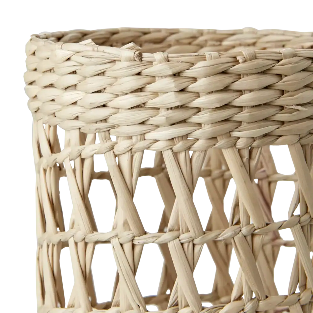 Detaljbild av den intrikata flätningen på SUNNY flaskhållare i naturmaterial från Affari of Sweden.