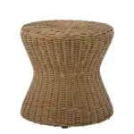 Bloomingville Roccas sidobord i brun polyrattan, formad som en timglasfigur.