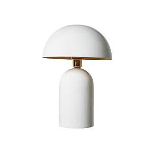 Vit bordslampa ROME från Wikholm Form, med kupolformad skärm och robust järnfot.