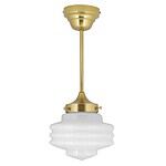 Taklampa VALTER med mässingsfäste och rund kupa i opalglas från Strömshaga.