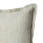 Detaljbild av grön/vitt randigt kuddfodral från Affari of Sweden.