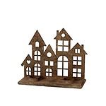 Ljusstake med husdesign från serien Idun av Wikholm form, gjord av rostfärgat järn.