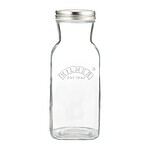 Kilner glasflaska på 1 liter med metallock, idealisk för förvaring av drycker som juice eller såser, med en stilren och funktionell design.