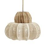 Taklampa med handvävd design i bomullssnöre och sjögräs, off-white och naturlig träfärg, från Madam Stoltz.
