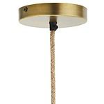 Närbild på takkoppen i mässing och den flätade textilkabeln från taklampan i sjögräs och bomullssnöre från Madam Stoltz.