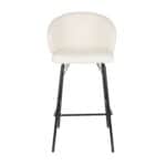 Barstol JOA Vit sedd framifrån, med mjuk vit sits i polyester och stabila svarta metallben – perfekt för köksön eller bardisken.