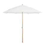 Tiltbart parasoll i naturbeige från Brafab, modell Gatsby, med en rund skärm på 185 cm och trästång i klassisk design. Perfekt för att skapa skugga i trädgården eller på terrassen.