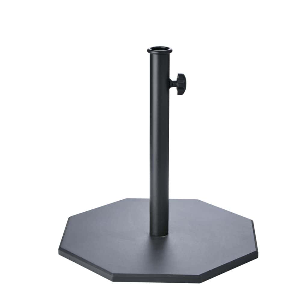 Parasollfot Gatsby i antracit med oktagonformad bas och rör med skruvfäste för stabil uppsättning av parasoller.