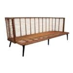 Covelo 3-sitssoffa i konstrotting utan dynor, med stilren svart metallram och luftig vävd design, perfekt för uteplats och uterum.