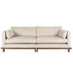 Japandi-soffa i sandfärgat tyg med valnötsfärgad träram – Zuiver Blossom 3-sits