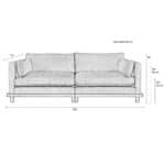 Måttskiss av Zuiver Blossom 3-sits soffa – bredd 230 cm, djup 101 cm, höjd 80 cm