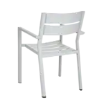 Baksida av DELIA karmstol i ljusgrått aluminium från Brafab.