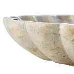 Närbild på utsidan av THYME-skål i beige butterscotch marmor