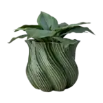 TWIST vas i grönt stengods med grön växt