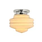 Badrumslampa nickel opal beige tänd – Valter från Strömshaga med varm belysning