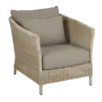 Fåtölj beige Brafab Aster i konstrotting med mjuka dynor i olefintyg