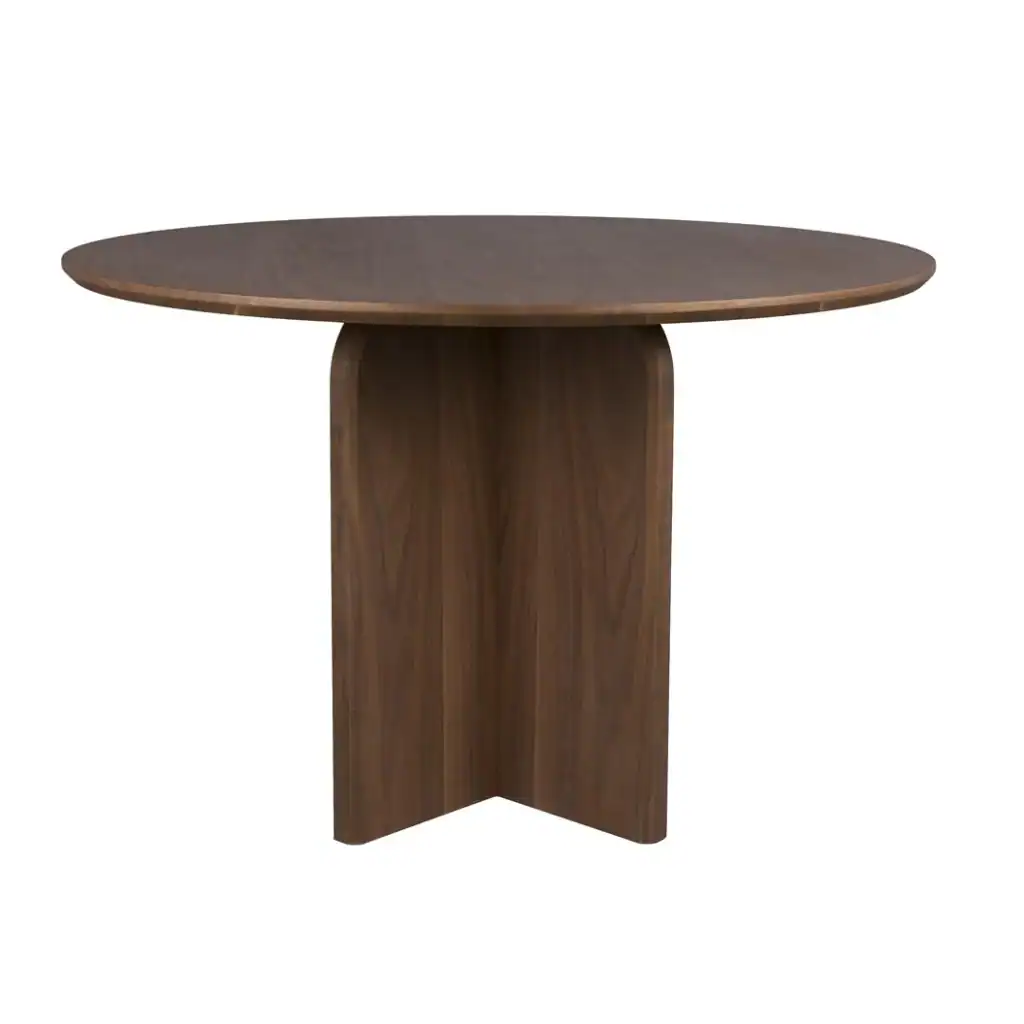 Matbord Laurent i brunt med elegant rund design.
