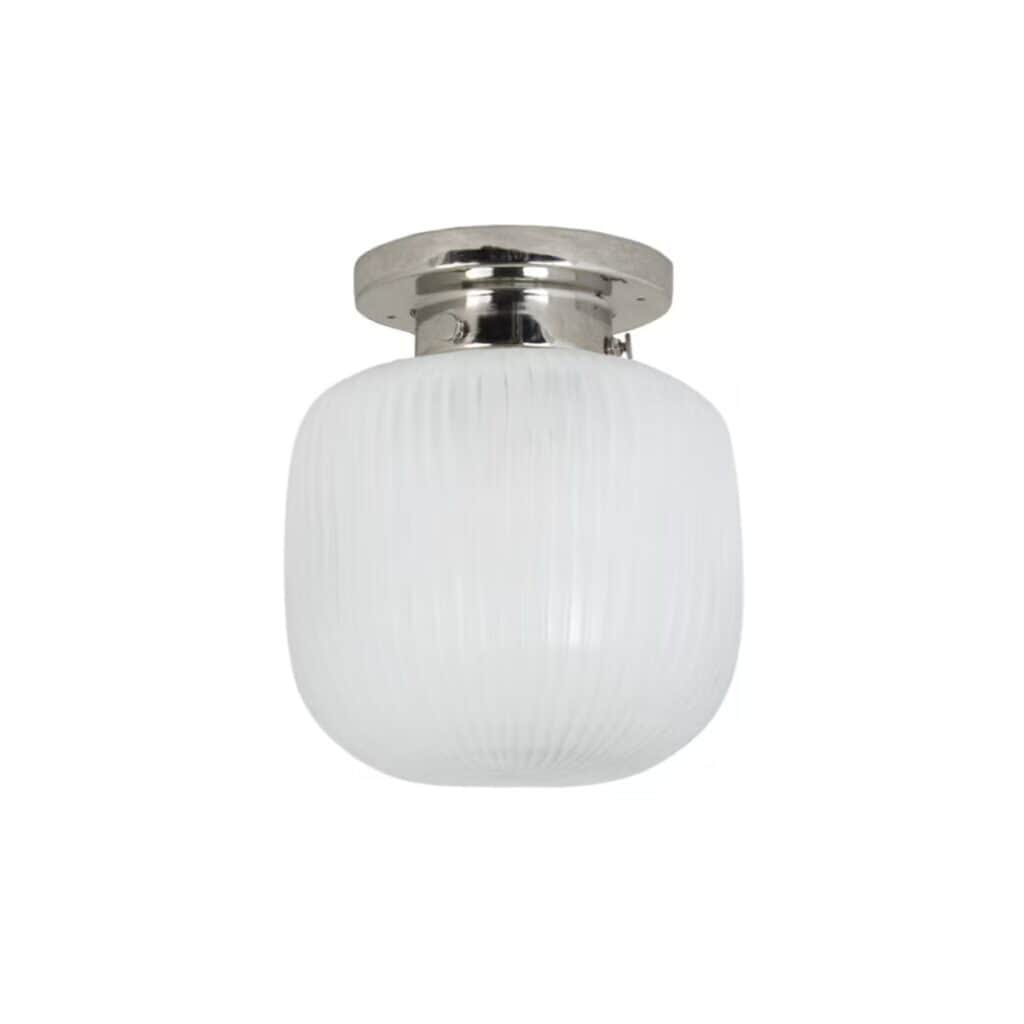 Badrumslampa tak nickel med frostat glas – Strömshaga Eli i liten modell Ø 22 cm