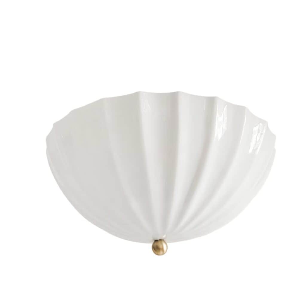 Plafond i vitt opalglas från Strömshaga med räfflad kupa och liten mässingsdetalj i botten