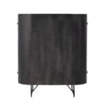 Baksida av Ember-skänk från Bloomingville i svartlackerad metall med rundad form och smala ben i svart järn. Finns hos Hemlängtan.