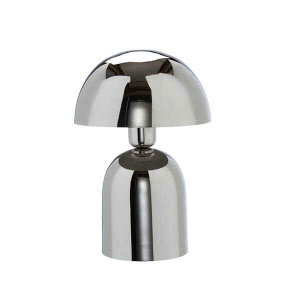 Bordslampa i krom – ROME från Wikholm Form med rundad skärm och skulptural form i blank metall.