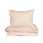 Ekologiskt påslakanset i tvättad bomull Nude Pink från Storefactory, varm beige-rosa ton, med påslakan och örngott i matchande färg