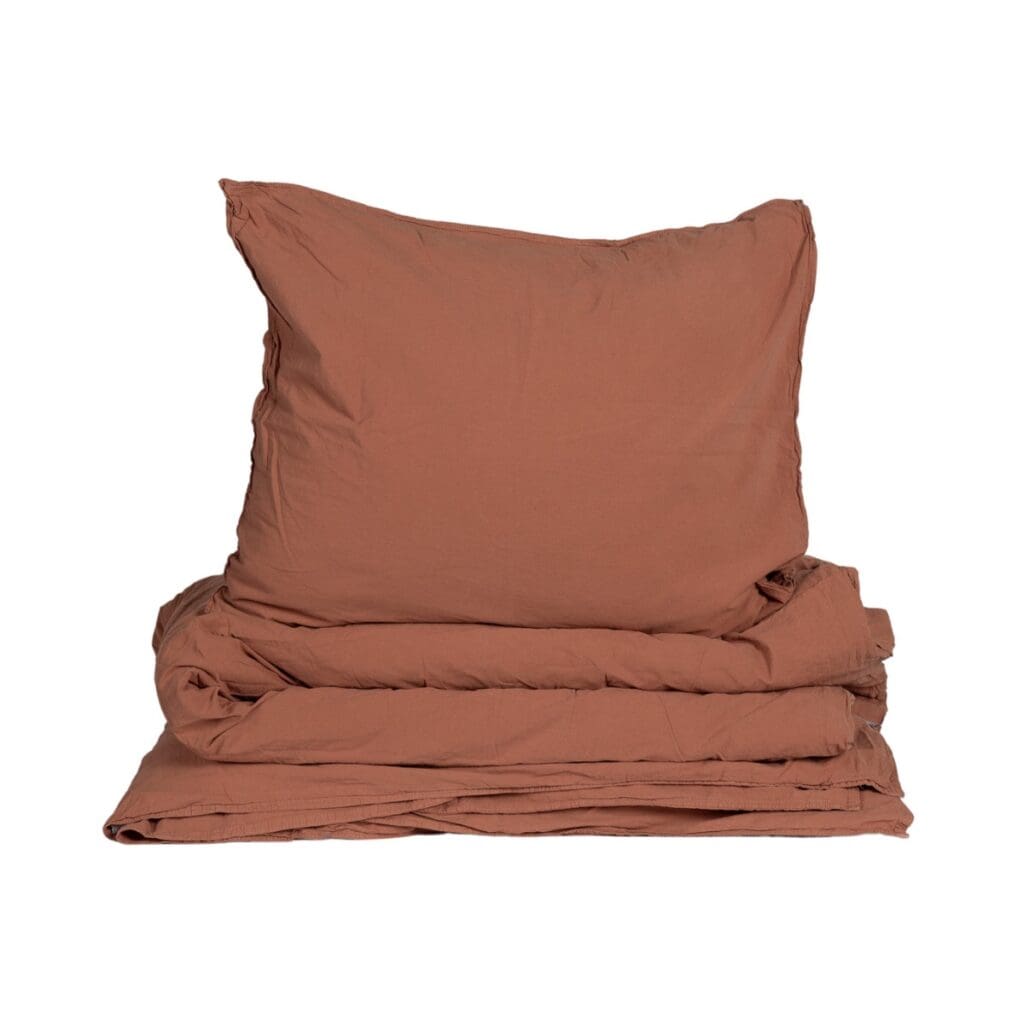 Påslakanset ekologisk bomull Terracotta – ett påslakan och ett örngott i varm jordig ton