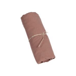 Underlakan ekologisk bomull Terracotta 240×260 cm – hoprullat och bundet med snöre