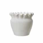 Kruka Evelina vit med vågig kant från Wikholm form i keramik, tidlös blomkruka 17x16 cm