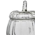 Närbild på PUMPKIN-skålens glaslock med pumpaform och tydlig stjälk.