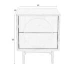 Måttskiss för sängbord Groove från Zuiver – höjd 55 cm, bredd 45 cm, djup 40 cm.