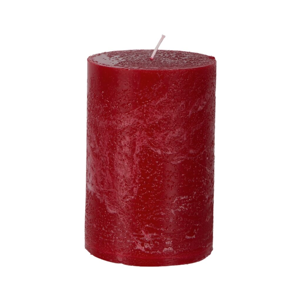 Rött blockljus från COTE NORD i storleken Ø10×H15 cm, handgjort och genomfärgat paraffinljus.