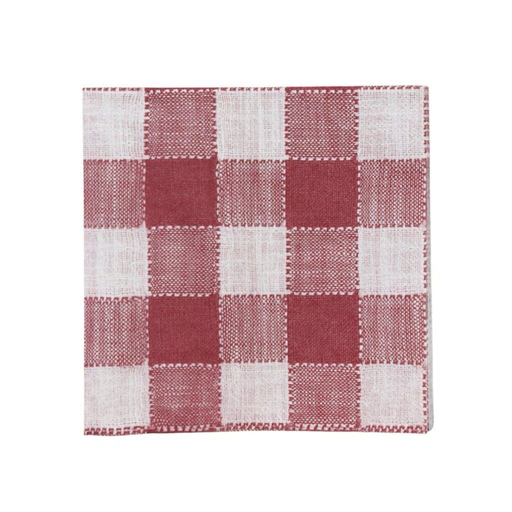 Pappersservett Ida Ruta Röd/Vit 33x33 cm – klassiskt rödvitrutigt mönster i FSC-certifierat papper.