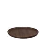 rund mörkbrun bricka i mangoträ med mjukt rundad kant