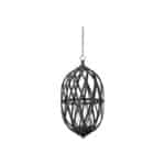 Stor TORUN hänglykta i antiksvart järn med glascylinder för ljus.