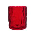 Röd glaslykta i strukturerat glas från serien Valdir.
