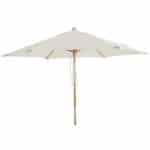 Parasoll i trä 250 cm med off-white duk och tiltbar funktion