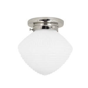 Badrumslampa Alfred i nickel med frostat glas, taklampa Ø24 cm IP44