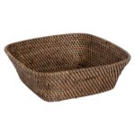 Brödkorg i brun rotting 26x9 cm med fyrkantig form och rundade hörn