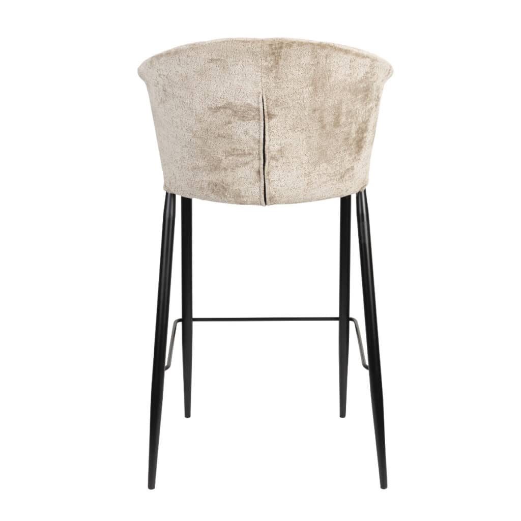 Georgia barstol i beige sammet med svart metallben, bakifrån
