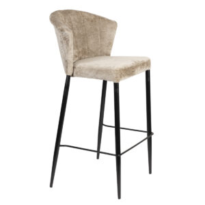 Georgia barstol i beige sammet med svart metallben